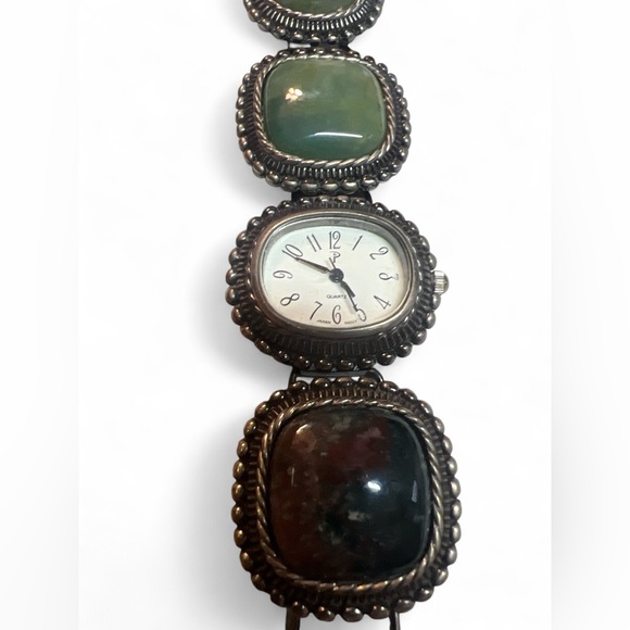 Vintage JB‎ Jacoby Bender Sterling Silver Semi Precious Stone Bracelet Watch main image 6